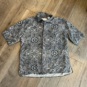BILL BLASS vintage silk paisley short sleeve button down, size small